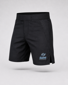 Black MMA Fight Shorts-Quick Dry Regular Fit Belted Design Polyester/Cotton Unisex Adult for Grappling & Combat Sports - Product Image 2