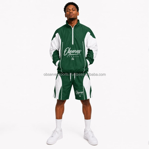 Conjunto Cortavientos de Alta Calidad, Personalizado, Unisex, Reflectante 3M, Estilo Vintage, Conjunto Deportivo para Hombre, Otoño, Chaqueta y Pantalones Cortos - Product Image 1