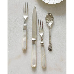 High-Quality PVD <b>Gold</b> Plated Stainless Steel Cutlery Set With Luxury White Marble Resin Handles For Wedding And Hotel Use - Product Image 4
