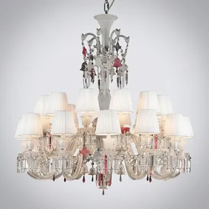 Lustre en cristal avec abat-jour blancs, design traditionnel, montage au plafond, décoration intérieure, éclairage artisanal pour salon - Product Image 3