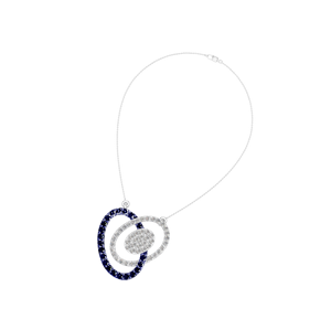 Cadena elegante de 16 pulgadas con colgante de remolino de diamante de zafiro y Plata de Ley 925 y oro blanco, colgantes y dijes finos - Product Image 4