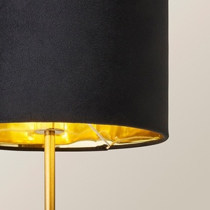 Palm Crest Metal Table Lamp with Decorative Leaf Base Black <b>Drum</b> <b>Shade</b> Brushed Gold Finish Warm Ambient <b>Lighting</b> - Product Image 5