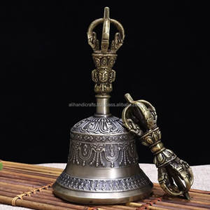 Ensembles de cloches tibétaines traditionnelles Ghanta et Vajra Dorje, finition personnalisée, bronze antique, laiton poli et cuivre oxydé, durables - Product Image 6