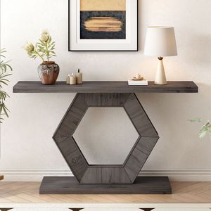 Mesa Consola Moderna para Entrada U_Style, Estructura Innovadora con Patas Hexagonales Huecas, Acabado en Chapa de Abeto Premium, Diseño Sofisticado Sui - Product Image 2