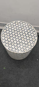 Mesa consola con incrustaciones de hueso hechas a mano y taburetes resina estilo Ángel espacios sofisticados mesita de noche al por mayor - Product Image 2