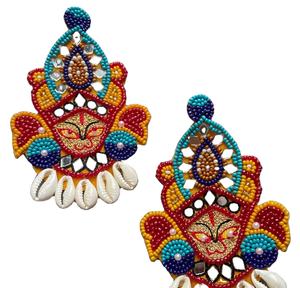 Pendientes de cuentas Maa Durga, pendientes personalizados con múltiples cuentas, joyería festiva para mujer al mejor precio, pendientes de cuentas - Product Image 1