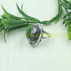 Large Marcasite Oval <b>Ring</b> <b>925</b> Sterling <b>Silver</b> Handmade Vintage Style Floral Pattern Inlay Gemstone Statement Jewelry Gift Men - Product Image 5