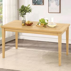 Table basse d'extérieur en teck de 20 pouces x 35,5 pouces avec plateau à lattes pour balcons - Product Image 1
