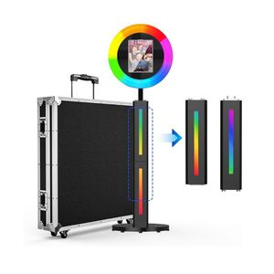 Portable Photo Booth <b>Stand</b> with Remote <b>Control</b> & Flight Case Package, Black Split Light Bar - Product Image 1
