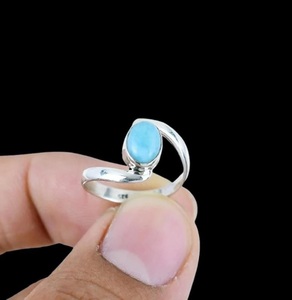 แหวนลาริมาร์ทรงรีธรรมชาติ เงินแท้ 925 แหวนพลอยทำมือ เครื่องประดับอันหรูหราสำหรับเธอ - Product Image 5