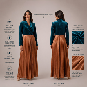 Vestido Abaya Recto de Terciopelo Plisado Premium, Estilo Dubái, Elegante, Islámico, Maxi Kaftan, Modesto, para Fiesta |   Lujo - Product Image 3