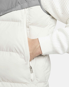 <b>Men's</b> Color Blocked Down <b>Vest</b> Stand Collar Zipper Closure Windproof Casual Winter Outerwear <b>White</b> Gray - Product Image 3