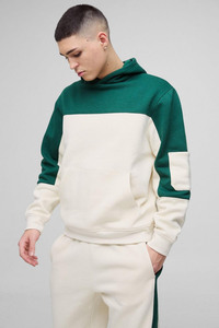 Surélévitez votre style quotidien : Survêtement homme en polaire premium vert forêt et color-block, coupe ajustée, décontracté, respirant et écologique - Product Image 3