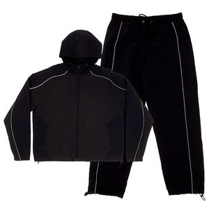 Nouvel ensemble sweat-shirt et pantalon de survêtement slim d'hiver, imprimé personnalisé, design uni, streetwear, bande réfléchissante, veste à cordon de serrage, grandes tailles - Product Image 1