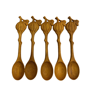 Cuillère en bois avec manche en forme de gland, long manche, plaqué or, finition miroir, capacité 10 ml, design vintage créatif, écologique, pour la cuisine - Product Image 4