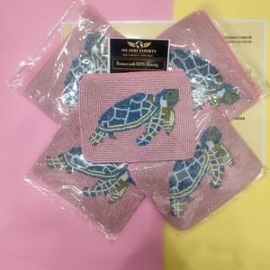 Handmade <b>Beaded</b> Sea Turtle Pouch Pink Coin <b>Purse</b> Zipper Clutch Small Handcrafted <b>Beaded</b> Pouch Women Gift Travel Wallet - Product Image 4
