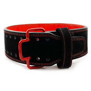 OEM Service Cowhide Adjustable Non-Slip Reversible Weightlifting <b>Belts</b> for Barbell Gym-Customizable Unisex Black & <b>Red</b> - Product Image 1