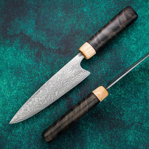 Cuchillo de cocina de acero de Damasco con hoja de acero de patrón duradero para cortar y rebanar alimentos, cuchillo de chef de alto rendimiento. - Product Image 1