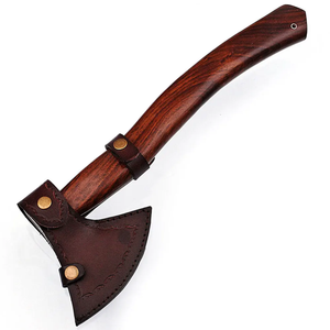 Hacha Tomahawk de Acero de Damasco Hecha a Mano con Mango de Madera de Palisandro y Funda de Cuero, Herramienta de Supervivencia para Exteriores - Product Image 2