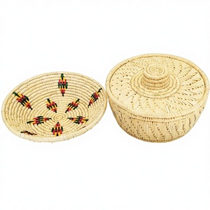 Panier et assiette en herbe de Moonj naturelle COMBO – Écologique, durable, mini format, usage polyvalent - Product Image 1