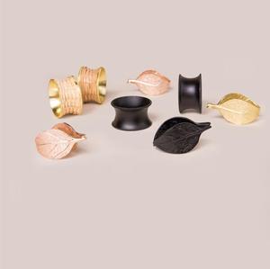 Anneaux de serviette en bambou avec bordure dorée, design nordique, décoration de table de mariage, largeur 4,5 cm, forme d'anneau durable - Product Image 2