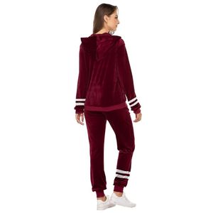 PIHA SPORTS Ensemble de survêtement pour femme vert uni à capuche 2 en 1 en polyester/coton, manches longues, fermeture éclair sur le devant, poches latérales, décontracté, pour le jogging - Product Image 6