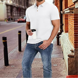 Chemises polo pour hommes en coton 100% uni, grandes tailles, pour le golf, envoyées par Dress Sports - Product Image 4