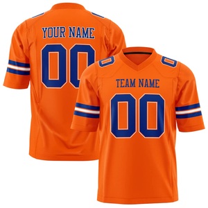 เสื้อฟุตบอลอเมริกันพรีเมียม สีส้มน้ำเงิน ชุดกีฬา ระบายเหงื่อได้ดี ผ้าตาข่ายเบิร์ดอาย  รับสกรีนโลโก้ ชื่อ และหมายเลข ขายส่ง - Product Image 5