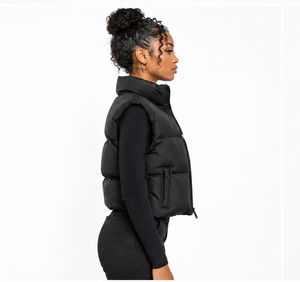 Chaleco Acolchado Personalizado con Logotipo, Cuello Alto, Sin Mangas, Cálido, Impermeable, Estilo Safari para Mujer - Product Image 2