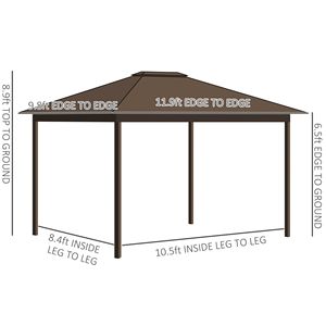 Gazebo Elegante con Tetto Rigido in Legno 12FT X 10FT con Tende e Zanzariere, Tettoia Singola in Alluminio - Product Image 2