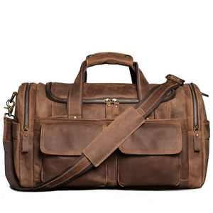 Sac de voyage vintage en cuir véritable de qualité supérieure, unisexe, léger, pliable, grande capacité 20-35L, fermeture éclair, durable, pour week-end - Product Image 1