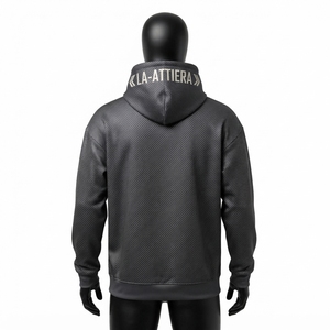 Sweat-shirt à capuche noir pour homme avec design à pois de strass blancs, streetwear personnalisé - Product Image 3