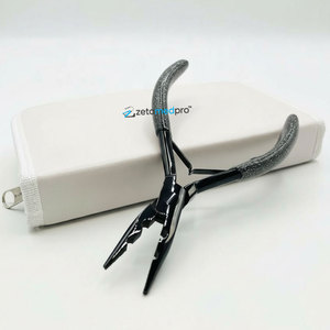 Pince à extensions capillaires noire à 2 trous avec logo personnalisé, poignée à paillettes, outil de coiffage réutilisable - Product Image 5