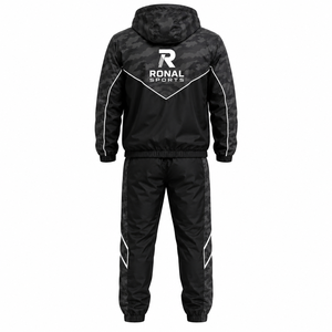 Ensemble de survêtement camouflage pour homme RONAL SPORTS, avec capuche et fermeture éclair intégrale, pantalon de jogging sportif, séchage rapide, polyester, vêtements d'automne - Product Image 2