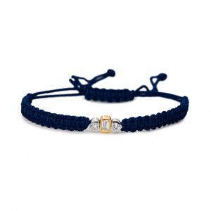 Bracelet en macramé plaqué or rhodié 14 carats avec diamants CVD de laboratoire F VVS VS, pierre centrale taille émeraude et pierres latérales taille cœur - Product Image 2