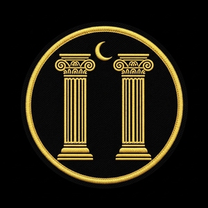 Écusson thermocollant de régalia maçonnique, compas et colonnes, broderie cercle vert, pour vêtements de franc-maçon, costume, veste, uniforme - Product Image 4