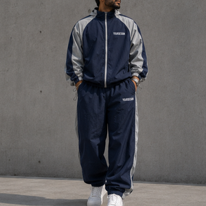 Conjunto Deportivo Cortavientos Extra Grande Personalizado para Hombre, Traje Deportivo Ligero de Nailon, Chaqueta con Cierre Completo, Pantalones Jogger - Product Image 3