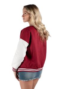Chaqueta Varsity Personalizada con Bordado, de Piel de Oveja Transpirable, para Mujer, Mangas Largas, Calidad Premium, Estilo Urbano, Ropa de Invierno - Product Image 3