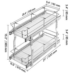 Scaffali scorrevoli in acciaio resistente 21"Dx15"Hx8.5"W per organizzatori di armadietti - Product Image 4