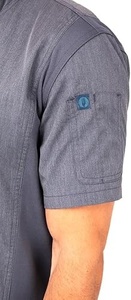 Camisa de Chef Gris de Manga Corta para Hombre, Cierre de Botones, Algodón Tejido, Uniforme para Restaurante o Bar - Product Image 4