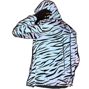 Veste réfléchissante pour homme et femme, style maille, motif zèbre, manteau long pour l'hiver, motif lettres, pour la randonnée en plein air - Product Image 2