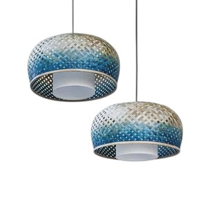 Signature Creative Gradient Design Bamboo Lampshade Handmade Woven Ceiling Pendant <b>Light</b> <b>Fixture</b> <b>Rustic</b> Chandelier - Product Image 4