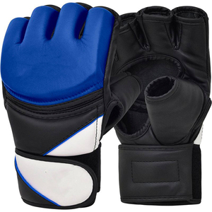 Rahsal Industries Red Half Finger MMA/Kick Boxing Training <b>Gloves</b> PU Leather Hook-and-Loop Closure Unisex for Martial Arts - Product Image 4