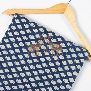 Premium Quality Indian Handmade Indigo Blue Block Floral Print Cotton Fabric for Dress and Kimono Making - Product Image 6