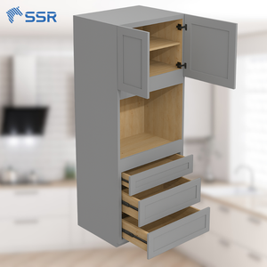 Armoire de cuisine double four SSR VINA personnalisable et prête à assembler, modèle DOC3084, design modulaire moderne, portes peintes en blanc, contreplaqué - Product Image 1