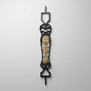 Barandal Metálico Decorativo con Diseño Floral Dorado, Panel de Rejilla Ornamental Negro para Escaleras y Balcones - Product Image 1