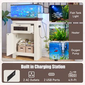 Mobiletto per Acquario da 10-15 Galloni con Cassetto e Prese Elettriche, Capacità 198 LBS, Design a Grotta, Imballato - Product Image 3
