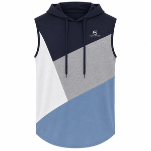 Custom Wholesale <b>Mens</b> Sleeveless Hoodie Color Block Gym Singlet Fitness Bodybuilding Tank Top <b>Men</b> Sports Wear Hooded <b>Vest</b> Shirt - Product Image 1