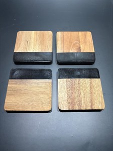 Handcrafted Personalized Wood and Resin <b>Coasters</b>, <b>Set</b> of 4, Acacia Wood Epoxy, Drink <b>Coasters</b> - Product Image 4