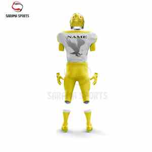 Uniforme de football américain unisexe de haute qualité 100% polyester Couleur unie Ensemble d'équipe Manches courtes Uniforme court - Product Image 3